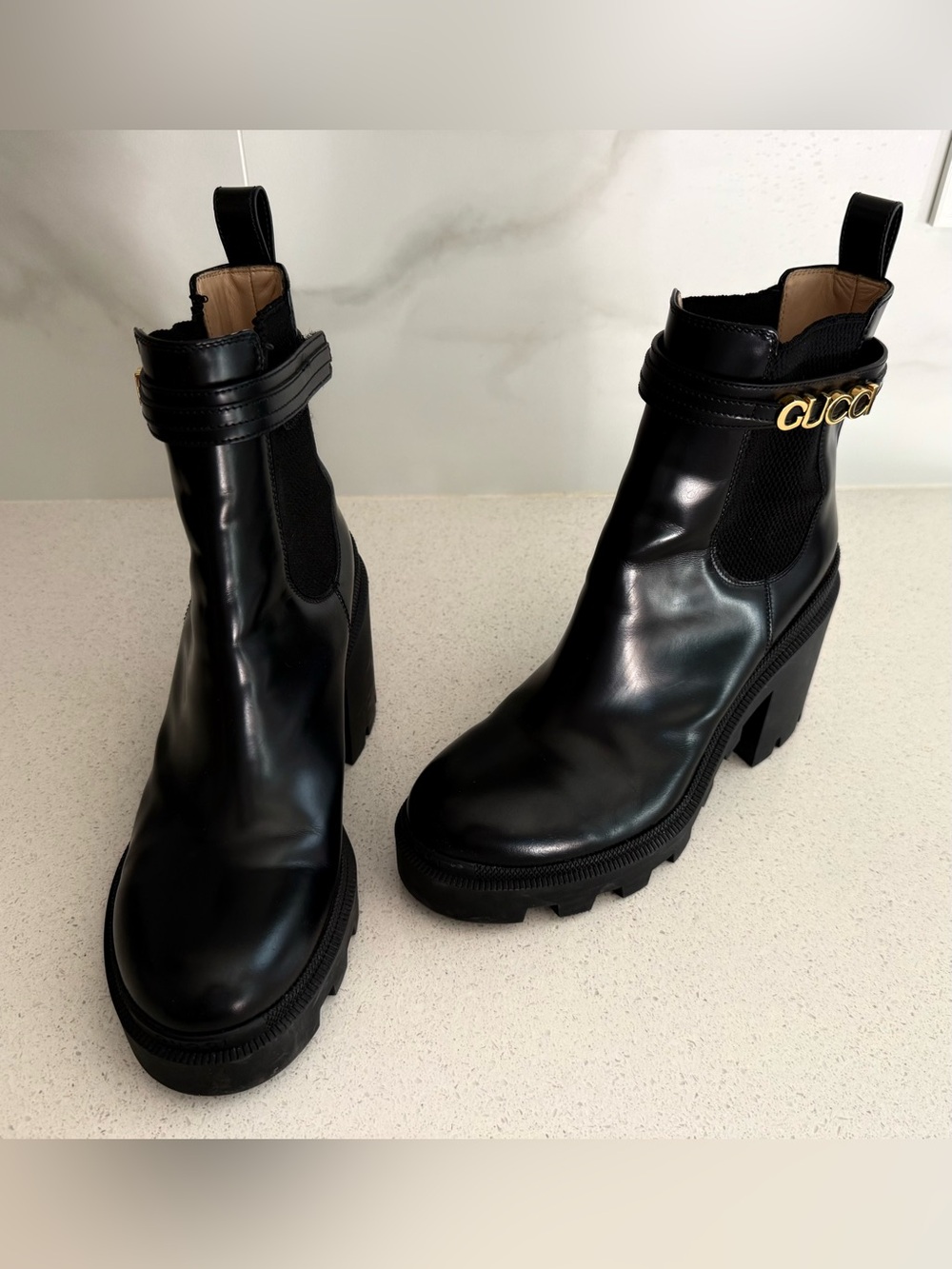 Gucci Trip Chelsea Boot Logo Strap Size EU 40 US 10 - Picture 6 of 9